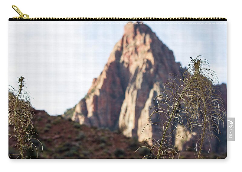 Zion National Park Zip Pouch featuring the photograph Bee-weed and Zion's Watchman by Jonathan Thompson