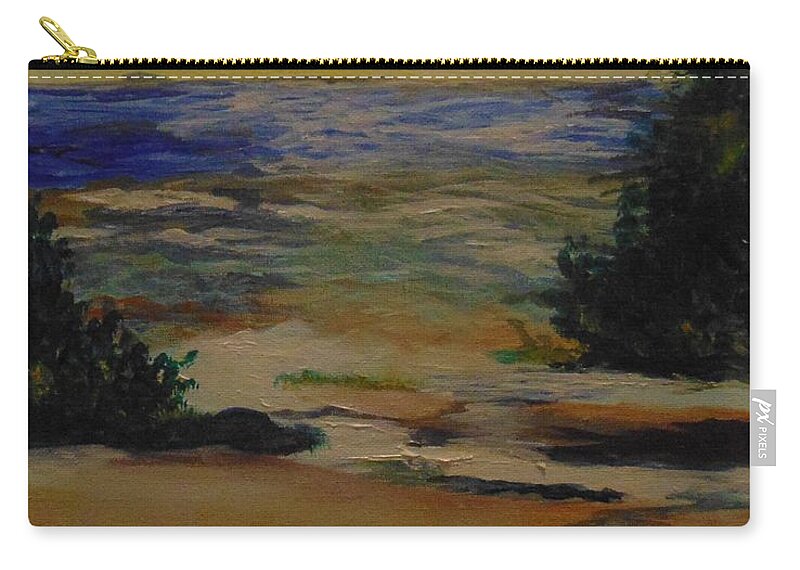 Plen Aire Zip Pouch featuring the painting Before the Fog by Saundra Johnson