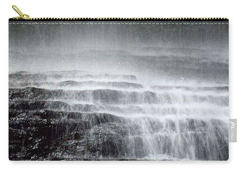 Northrup Falls Zip Pouch featuring the photograph Behind The Falls by Phil Perkins