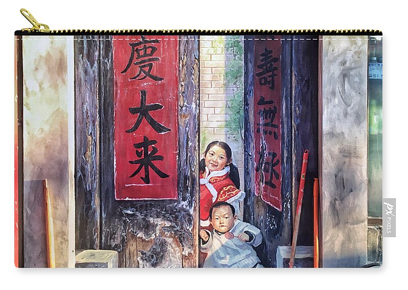 Beijing Zip Pouch featuring the photograph Beijing Hutong wall art by Iryna Liveoak