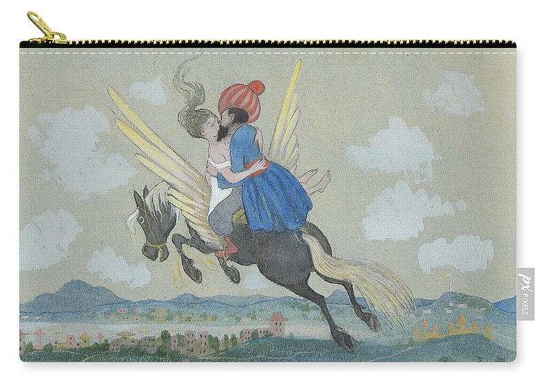 19th Century Art Zip Pouch featuring the drawing Ben Oni and the lovely one have soon had to spend many miles behind by Ivar Arosenius