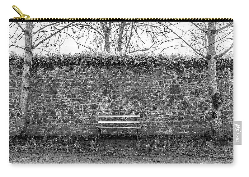 Castle Zip Pouch featuring the photograph Bench and Wall Kilkenny Castle Ireland by John McGraw