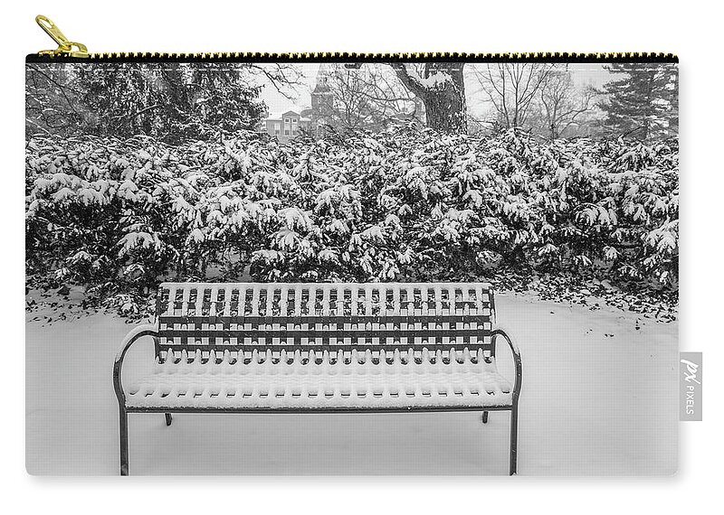 Big Ten Zip Pouch featuring the photograph Bench in Winter by John McGraw
