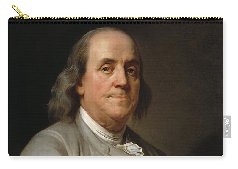 #faatoppicks Zip Pouch featuring the painting Benjamin Franklin Painting - Joseph Duplessis by War Is Hell Store