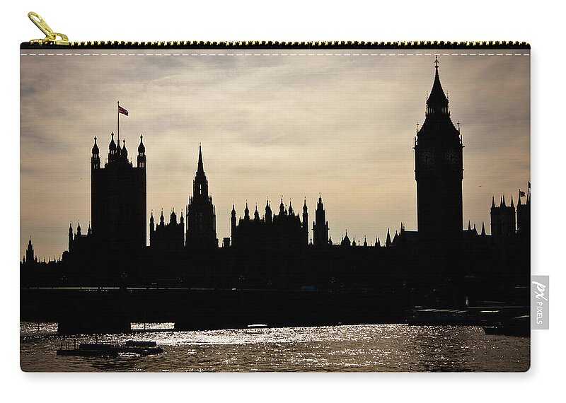 Clock Tower Zip Pouch featuring the photograph Big Ben Silhouette by Ken Fisk