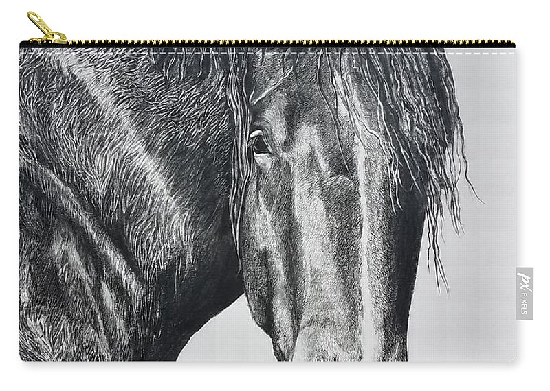 Horse Zip Pouch featuring the drawing Big Boy by Kathy Laughlin