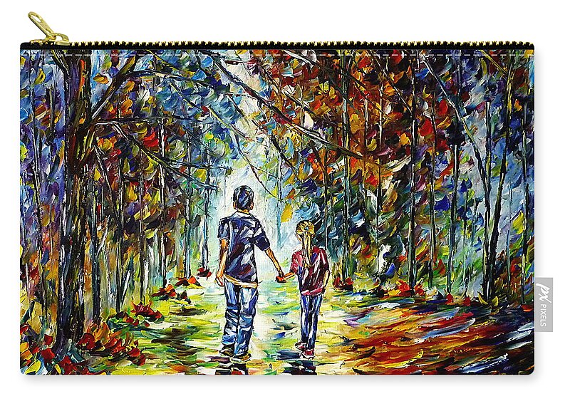 Children In The Nature Carry-all Pouch featuring the painting Big Brother by Mirek Kuzniar