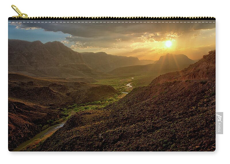 Harriet Feagin Zip Pouch featuring the photograph Big Hill Sunset At Big Bend by Harriet Feagin