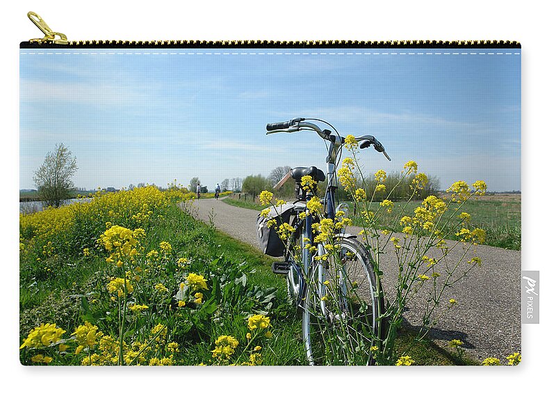 Scenics Zip Pouch featuring the photograph Bike On The Dike by Mgfoto