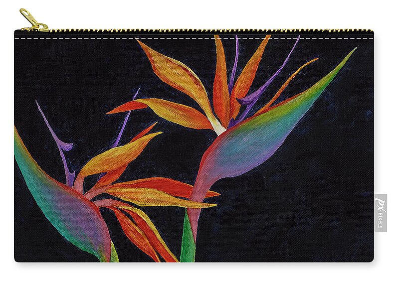 Flowers Zip Pouch featuring the painting Bird Of Paradise 2 by Darice Machel McGuire