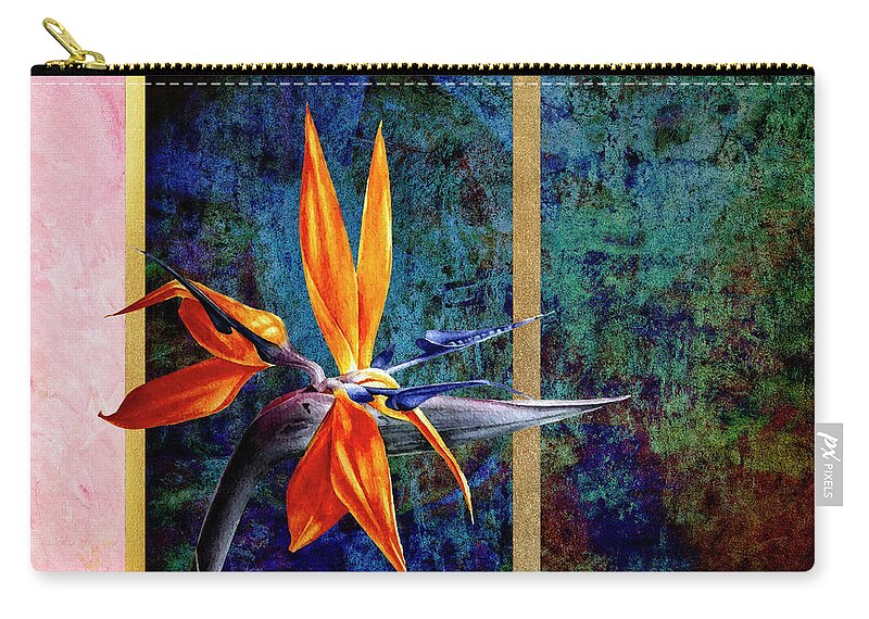 Abstract Zip Pouch featuring the digital art Bird of Paradise by Sandra Selle Rodriguez