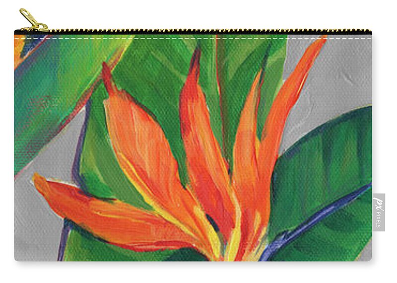 Botanical Zip Pouch featuring the painting Bird Of Paradise Triptych IIi by Tim Otoole