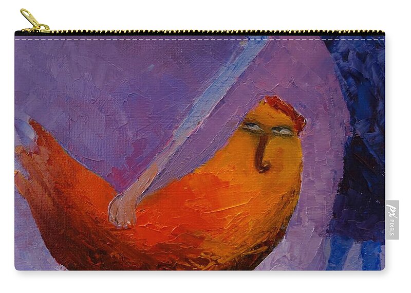 Birdgirl Zip Pouch featuring the painting Birdgirl by Suzy Norris