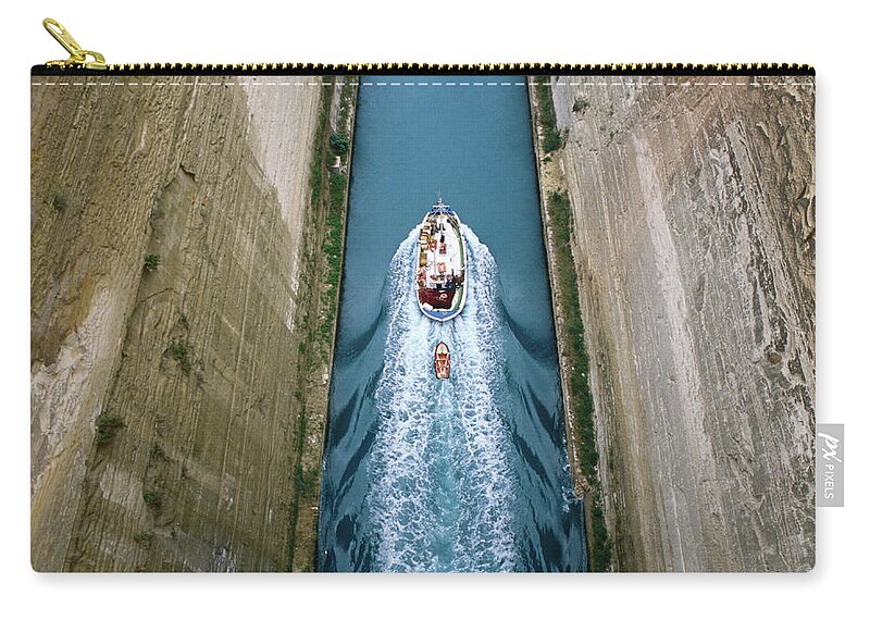 Wake Zip Pouch featuring the photograph Birds Eye View Of Boat Travelling Down by Lonely Planet