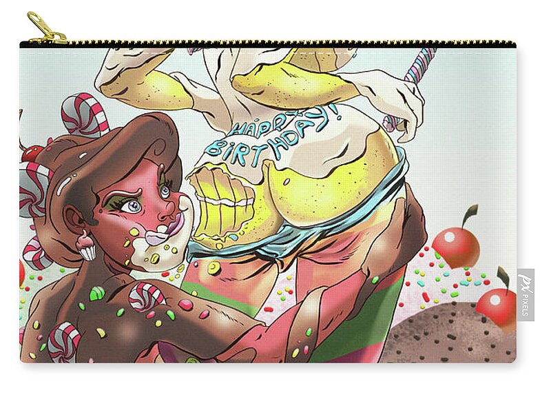 Illustration Zip Pouch featuring the digital art Birthday Cakes by Kynn Peterkin