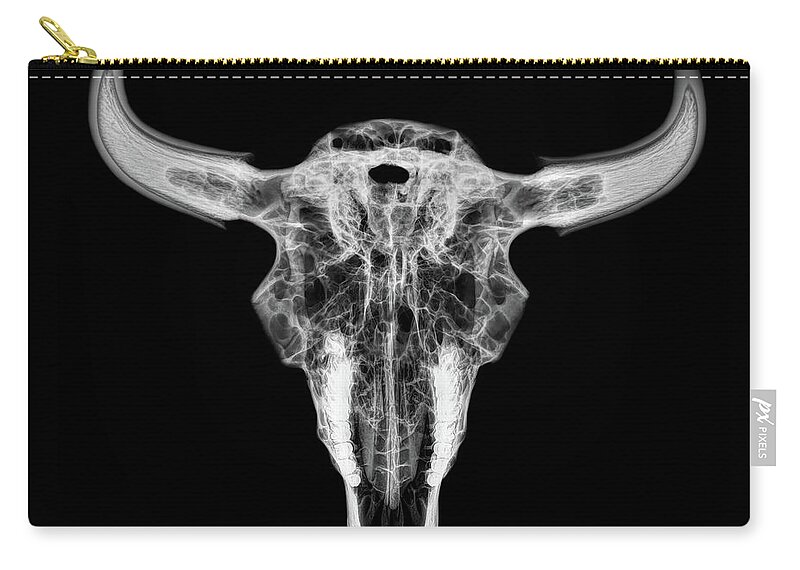 Kansas Carry-all Pouch featuring the photograph Bison skull x-ray 01bw by Rob Graham