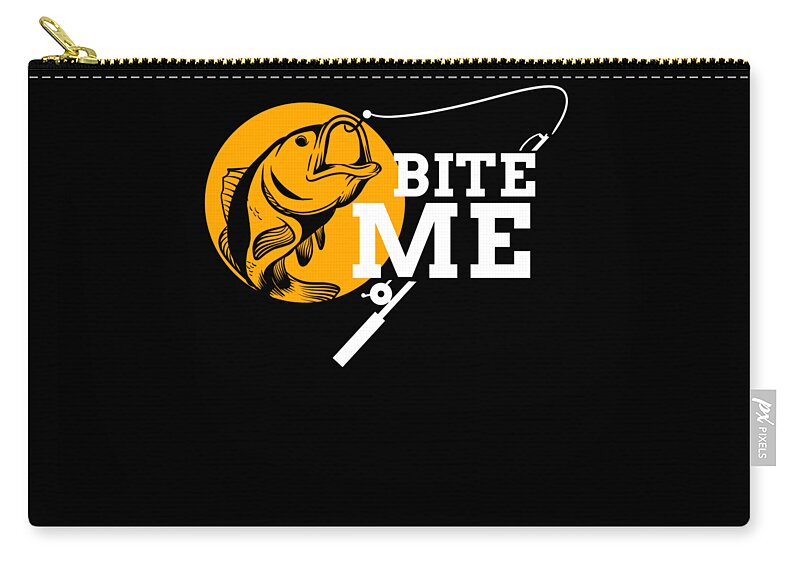 Bite Me Fisherman Fish Angler Rod Bass Tackle Zip Pouch