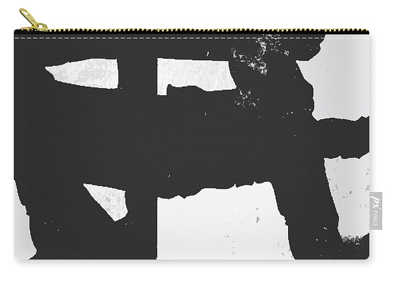 Black And White Zip Pouch featuring the painting Black and White abstract by Vesna Antic