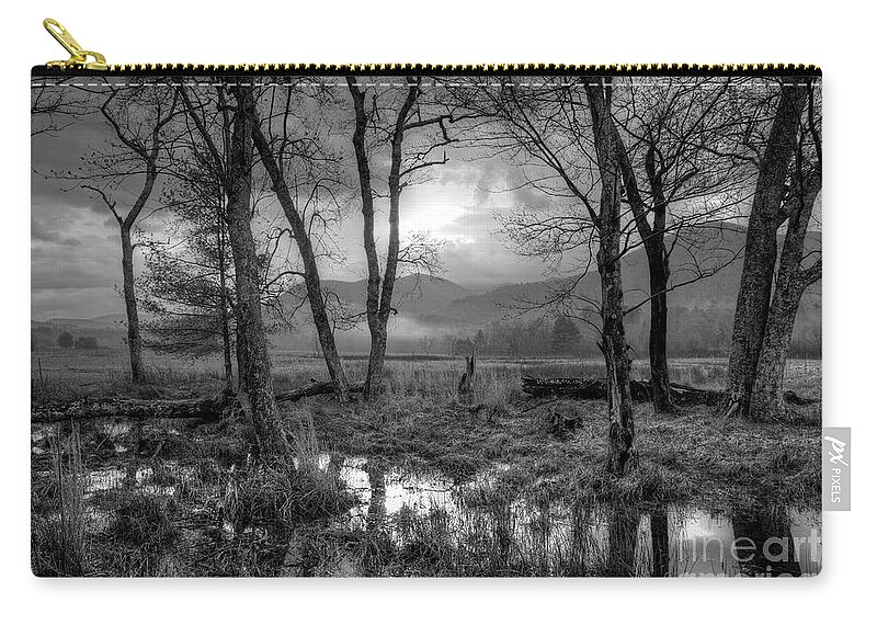 Cades Zip Pouch featuring the photograph Black and White Sunrise by Douglas Stucky