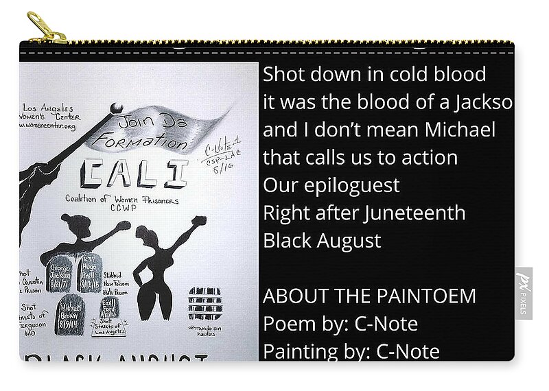 Black Art Zip Pouch featuring the digital art Black August - Los Angeles Paintoem by Donald C-Note Hooker