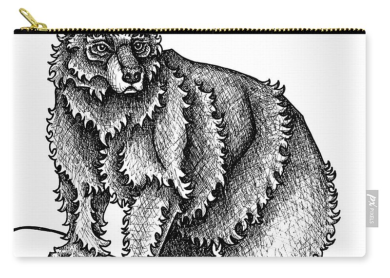 Animal Portrait Zip Pouch featuring the drawing Black Bear by Amy E Fraser
