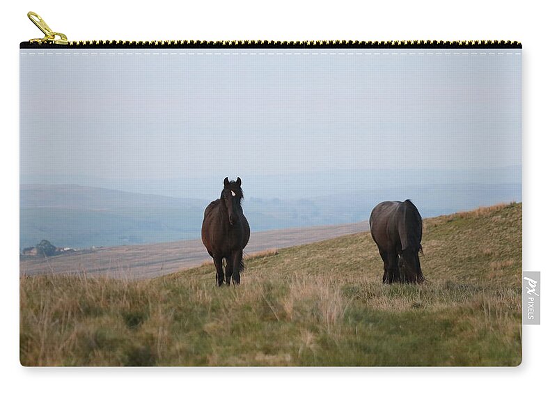 Horse Zip Pouch featuring the photograph Black Horse by Lukasz Ryszka