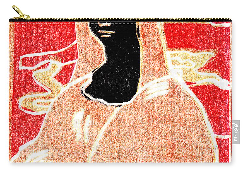 Mona Lisa Zip Pouch featuring the relief Black Ivory Mona Lisa 14 by Edgeworth Johnstone