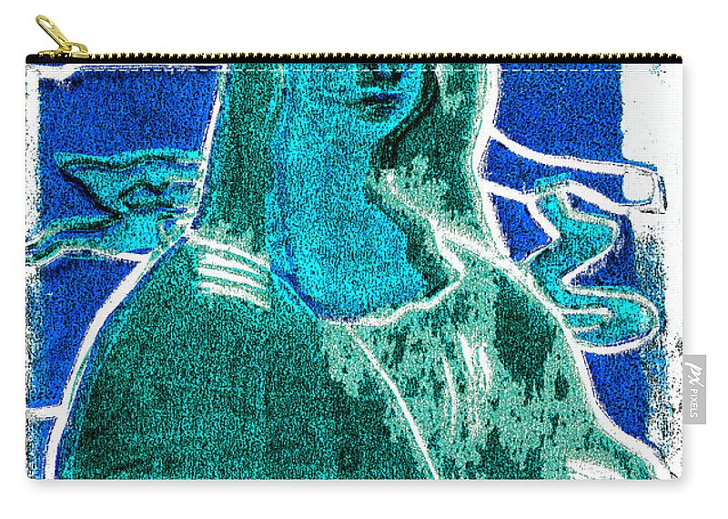 Mona Lisa Zip Pouch featuring the relief Black Ivory Mona Lisa 19 by Edgeworth Johnstone