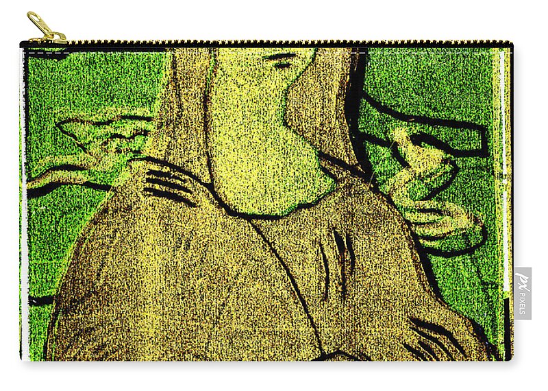Mona Lisa Zip Pouch featuring the relief Black Ivory Mona Lisa 20 by Edgeworth Johnstone