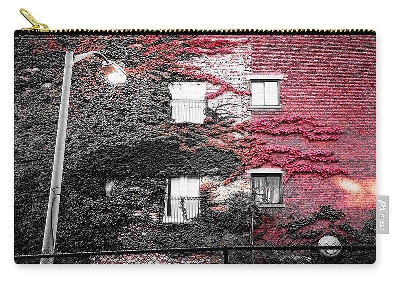 Boston Zip Pouch featuring the photograph Black Meets Red - North End by Mark Valentine
