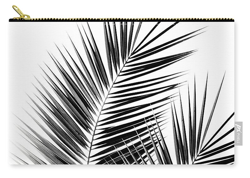 Black And White Zip Pouch featuring the photograph Black Palm Leaves Dream - Cali Summer Vibes #1 #tropical #decor #art by Anitas and Bellas Art