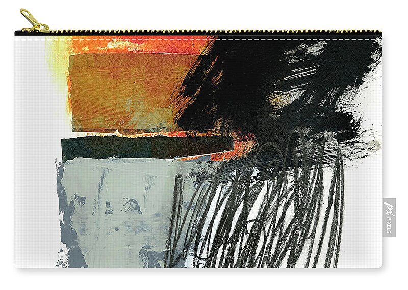 Abstract Art Zip Pouch featuring the painting Black Scribble #2 by Jane Davies