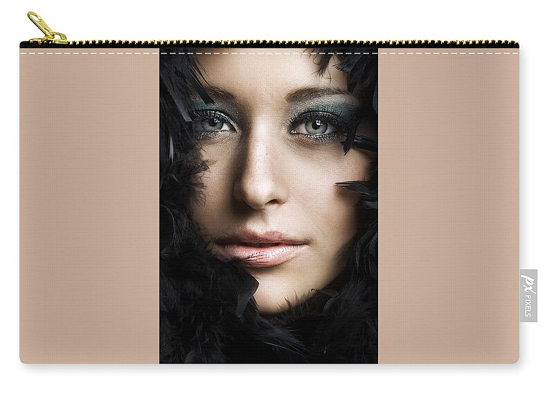 Woman Zip Pouch featuring the photograph Black Swan by Kosei Chiba