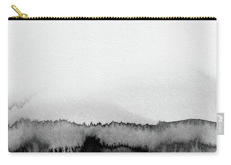 Mountains Zip Pouch featuring the painting Black Watercolor Landscape I by Naxart Studio