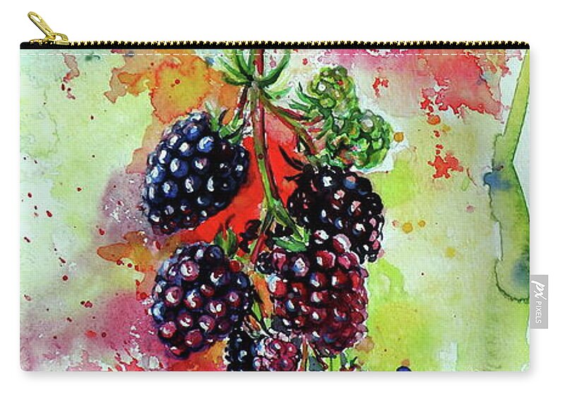 Fruit Zip Pouch featuring the painting Blackberries II by Kovacs Anna Brigitta