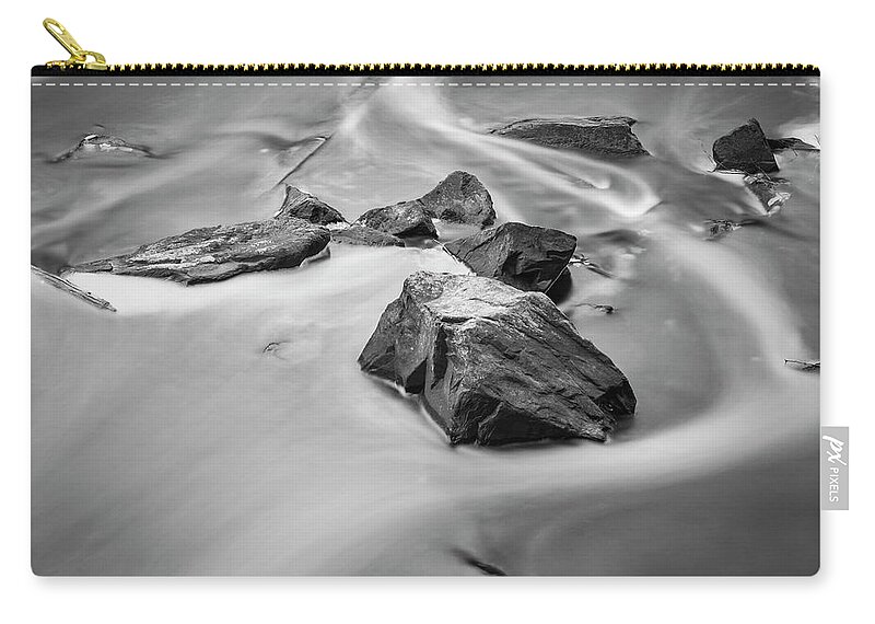 Black And White Zip Pouch featuring the photograph Blackstone River XLI BW by David Gordon