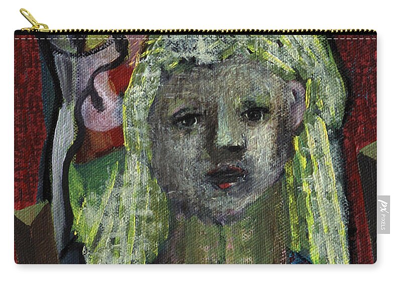 Blonde Zip Pouch featuring the painting Blonde girl by Edgeworth Johnstone