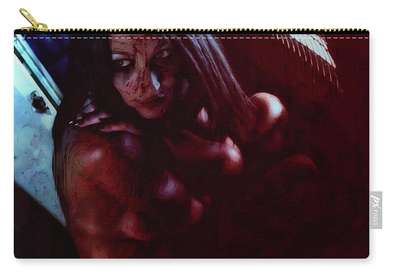 Dark Zip Pouch featuring the digital art Blood Soaked by Recreating Creation