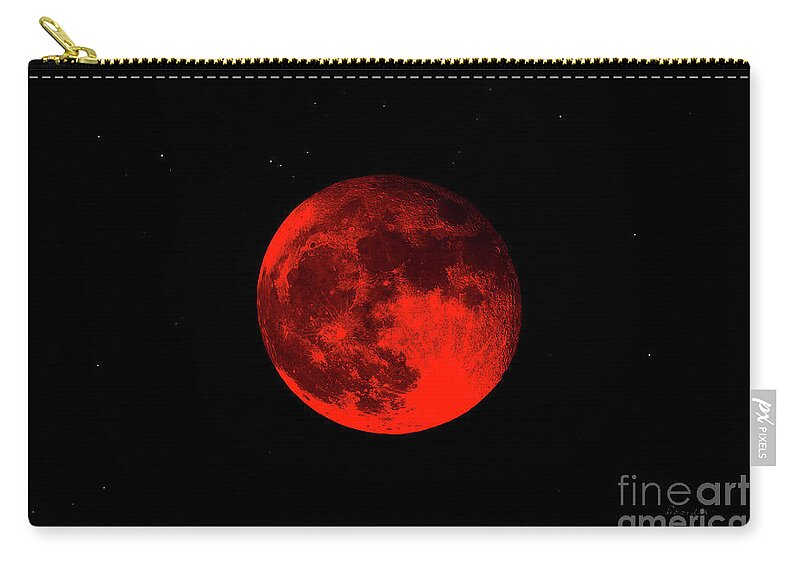Bloodred Wolf Moon Zip Pouch featuring the photograph Blood Red Wolf Supermoon Eclipse 873A by Ricardos Creations