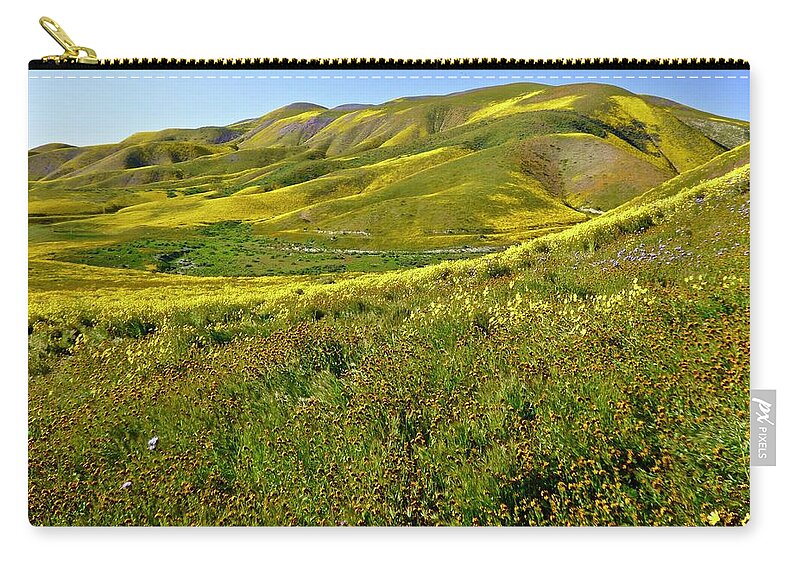 Carrizo Plain Zip Pouch featuring the photograph Blooming Hills by Amelia Racca