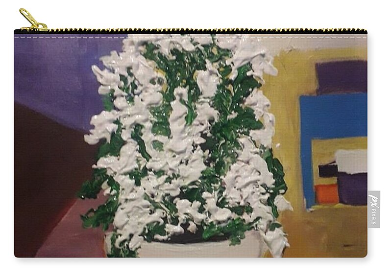 Acrylic Zip Pouch featuring the painting Blooming White by Denise Morgan