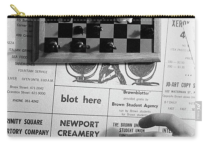 Providence Zip Pouch featuring the photograph Blot Here, aka Black's Move, 1972 by Jeremy Butler