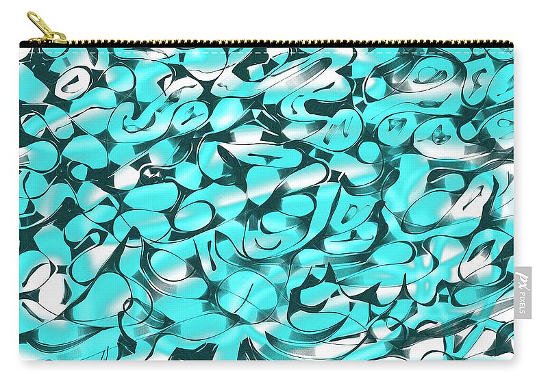 Blue Zip Pouch featuring the digital art Blue Abstract 01 by Jean Evans