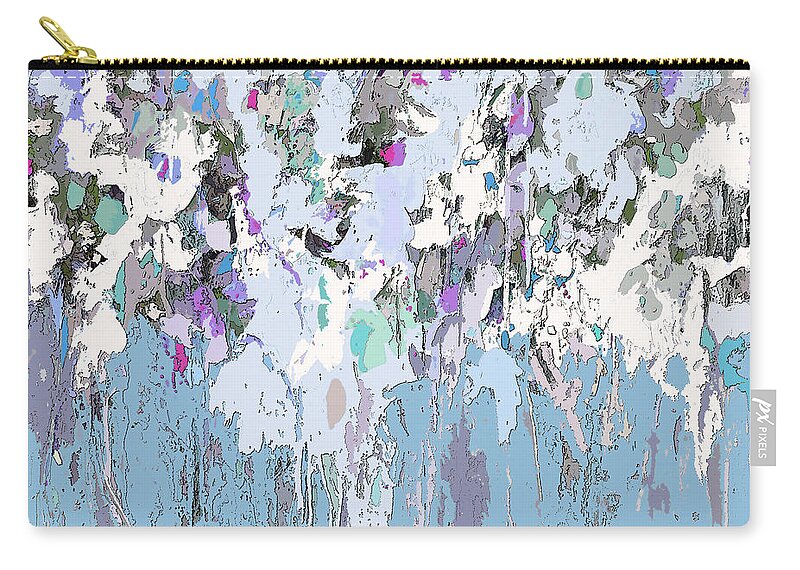 Abstract Art Zip Pouch featuring the painting Blue Bloom II by Tracy-Ann Marrison
