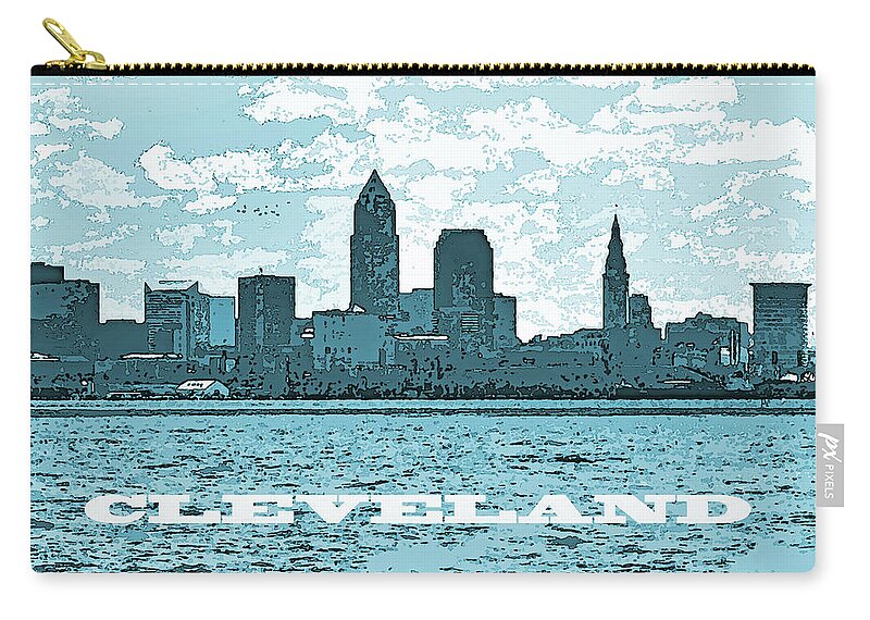 Cleveland Zip Pouch featuring the photograph Blue CLEVELAND by Gary Olsen-Hasek