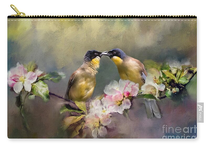 Bird Zip Pouch featuring the photograph Blue Crowned Love by Ed Taylor