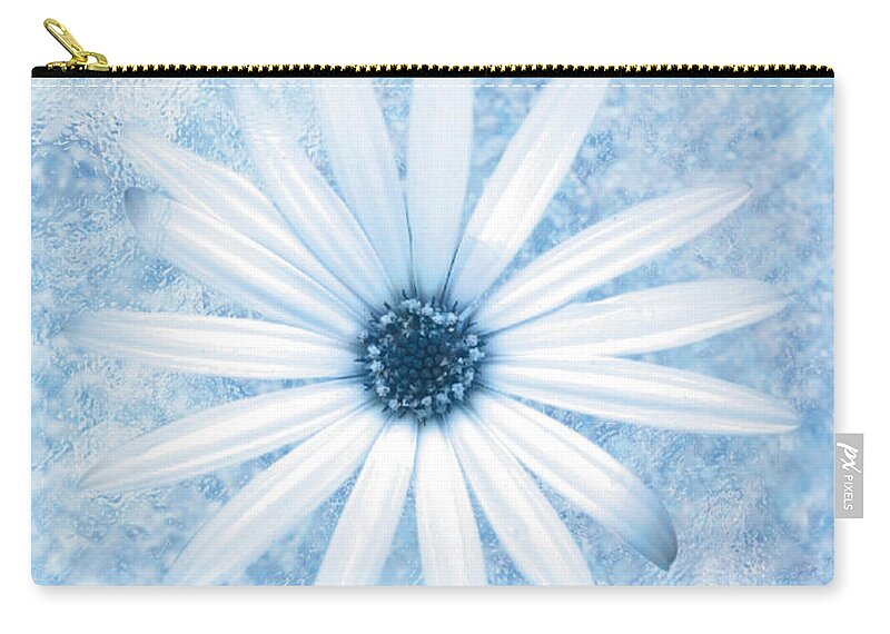 Petal Zip Pouch featuring the digital art Blue Daisy by Don Bishop