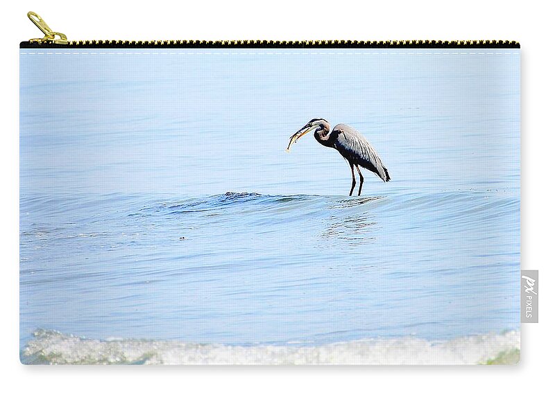 Animal Themes Zip Pouch featuring the photograph Blue Heron Fishing by © The Light Within Photography
