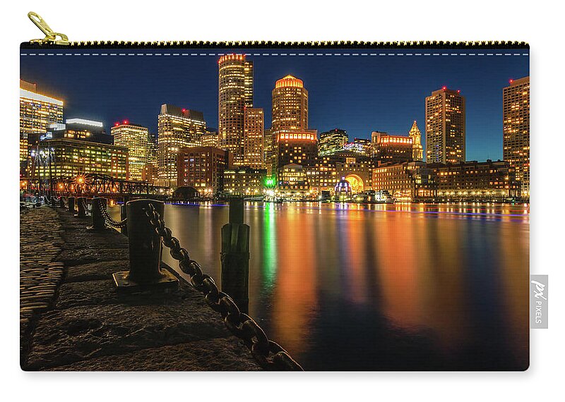 Boston Zip Pouch featuring the photograph Blue Hour at Boston's Fan Pier by Kristen Wilkinson