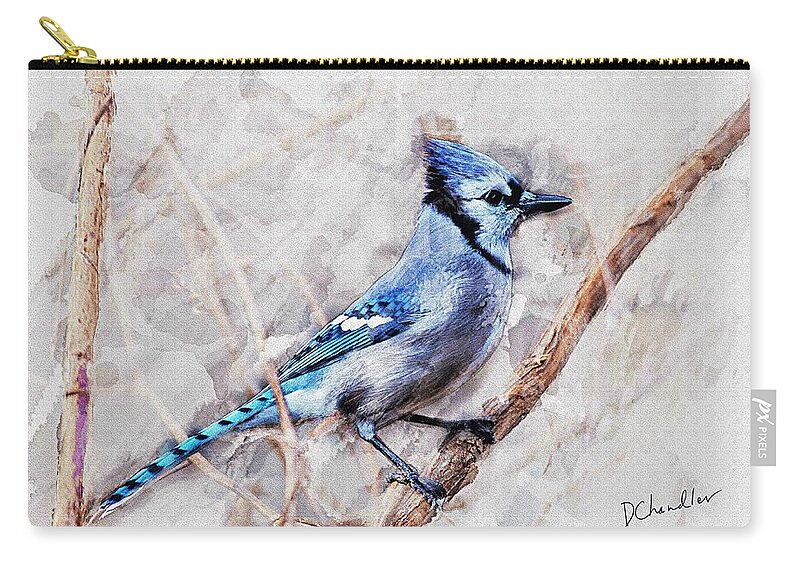 Bird Zip Pouch featuring the painting Blue Jay by Diane Chandler